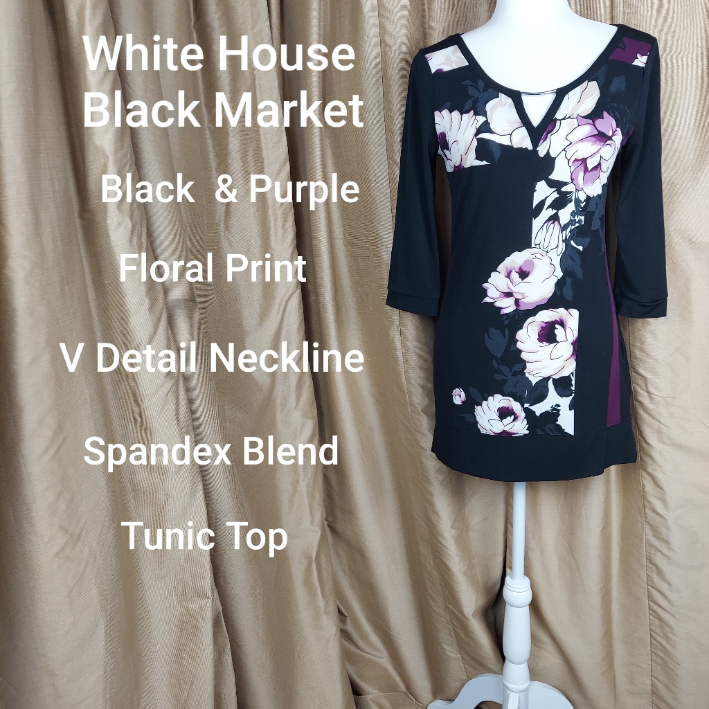 White House Black Market Floral Print Tunic Top Size Xxs